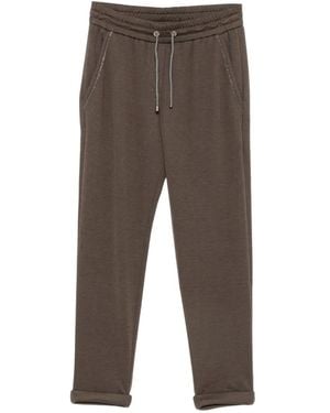 Brunello Cucinelli Pantalones De Chándal Con Ribete Monili - Gris
