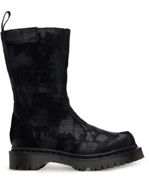 Dr. Martens Rejena Hair Laarzen Met Krokodillen-Reliëf - Zwart