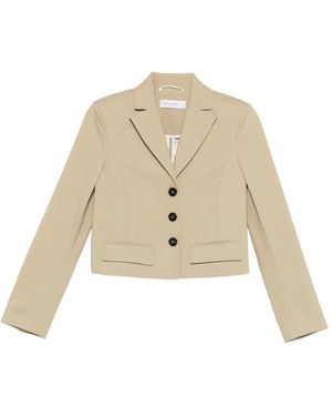 Patrizia Pepe Cropped Buttoned Blazer - Natural