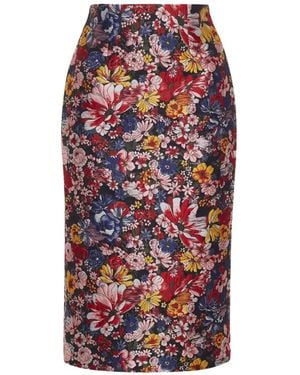 Adam Lippes Blair Floral-Jacquard Skirt - Red