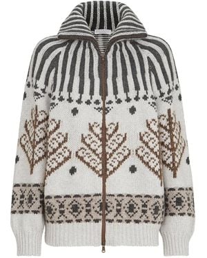 Brunello Cucinelli Cárdigan Nordic Heritage De Lana Y Cachemira Con Cremallera - Blanco