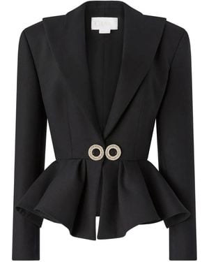 Genny Crystal-Embellished Peplum Jacket - Black