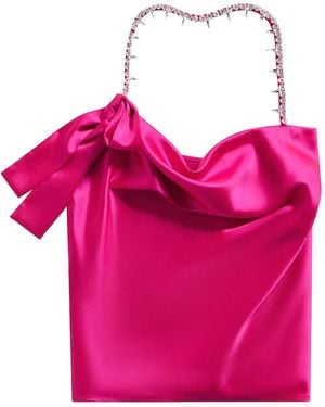 Area Crystal-Embellished Satin Halterneck Top - Pink