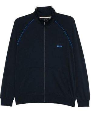 BOSS Logo-Embroidered Jacket - Blue