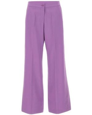 Elena Miro Cady Straight-Leg Tailored Trousers - Purple