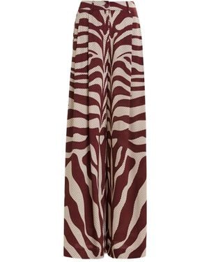 Essentiel Antwerp Zebra-Print Pleated Palazzo Pants - Red