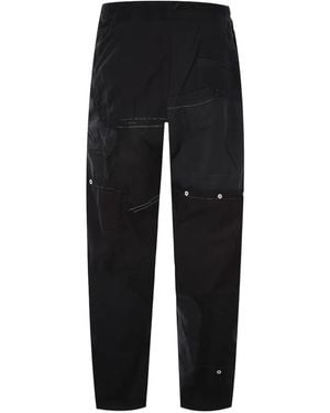 By Walid Patchwork Elasticated-Waist Straight Trousers - Black
