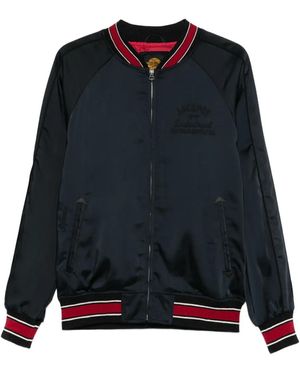 Superdry Ribbed-Trim Bomber Jacket - Blue