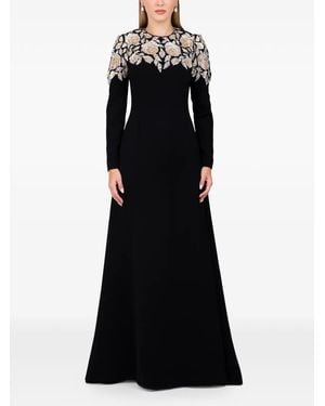 Dina Melwani Embellished Maxi Gown - Black