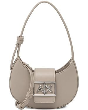 ARMANI EXCHANGE Mini Logo-Plaque Shoulder Bag - Gray