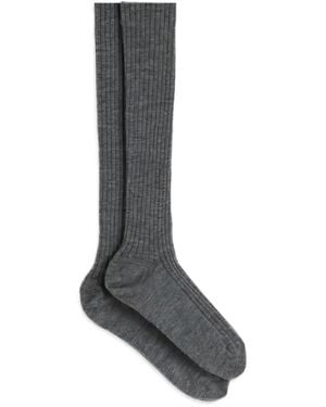 Jil Sander Ribbed-Knit Marl-Effect Tights - Black