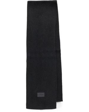 MICHAEL Michael Kors Logo-Patch Ribbed-Knit Scarf - Black