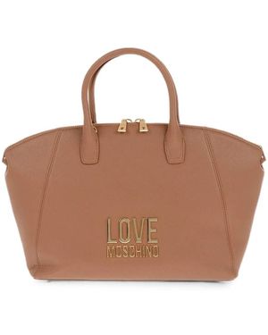 Moschino Logo-Plaque Tote Bag - Brown