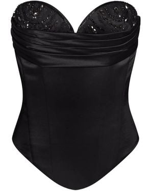 ALEXIA & ANTONIA Top Estilo Corsé Con Apliques - Negro