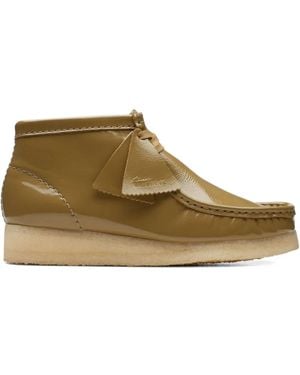 Clarks Wallabee Patent Leather Boots - Brown