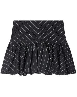 Sandro Striped Sequin-Embellished A-Line Skirt - Black