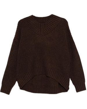 STAUD Ribbed V-Neck Jumper - Brown