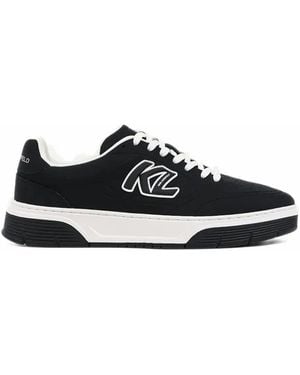 KARL LAGERFELD Logo-Patch Lace-Up Sneakers - Black