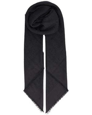 Fendi Ff Signature Frayed Scarf - Blue