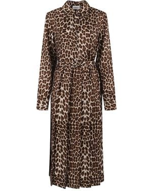 P.A.R.O.S.H. Gürtel-Kleid Mit Animal-Print - Braun
