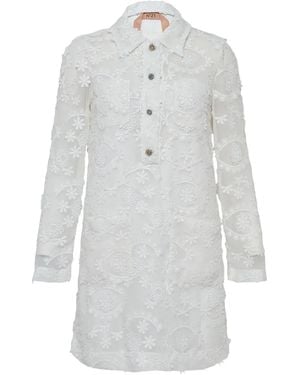 N°21 Floral-Embroidered Dress - Grey