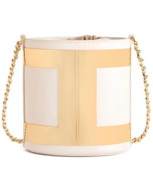 Elisabetta Franchi Bucket Bag With Logo - Natural