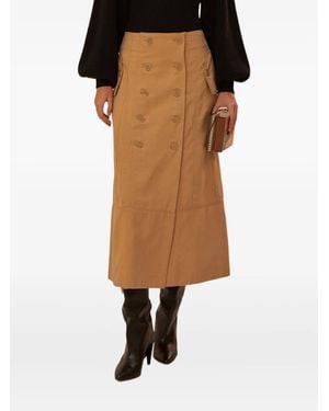 FARM Rio Double-Breasted Buttoned Skirt - Brown
