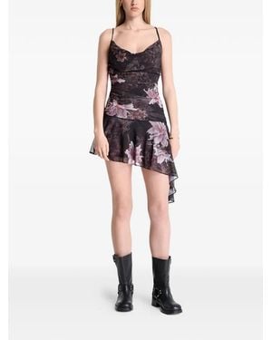 AllSaints Robe Asymétrique À Fleurs - Black