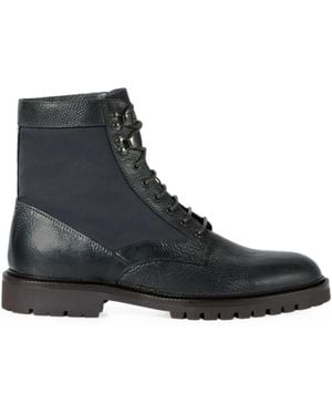 Brunello Cucinelli Aged Calfskin And Waxed Nylon Boots - Black