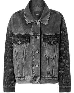 Pinko Stonewashed Embellished Denim Jacket - Black