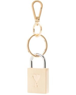 Ami Paris Ami De Coeur Heart-Lock Keyring - White