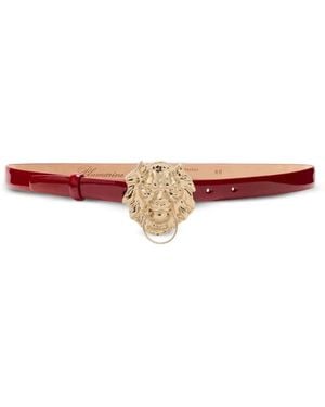 Blumarine Cinturón De Charol Con Motivo De Cabeza De León - Rosa