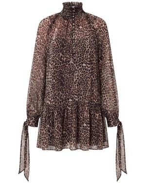 Nicholas Leopard-Print Mini Dress - Brown