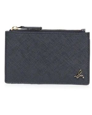 agnès b. Zip-Pocket Leather Wallet - Blue