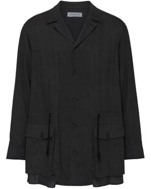 Yohji Yamamoto Veste À Col Ouvert Et Lien De Resserrage - Black