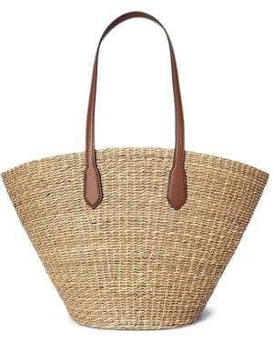 Ralph Lauren Stro Shopper Met Leren Afwerking - Naturel