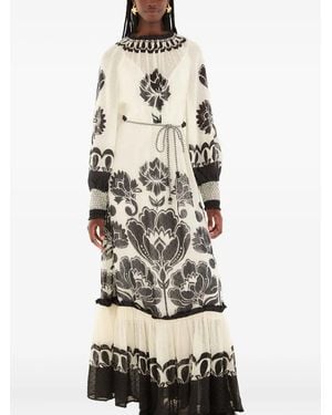 FARM Rio Floral Arabesque Tie Maxi Dress - White