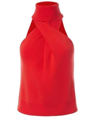 Monse Twist-Front Halterneck Top - Red