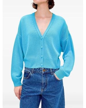 ODEEH Cardigan Boutonné À Col V - Bleu