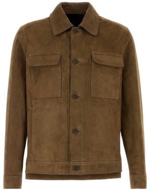 SANTORO Suede Shirt Jacket - Green