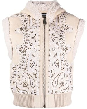 Philipp Plein Bandana-Print Sleeveless Jacket - Natural