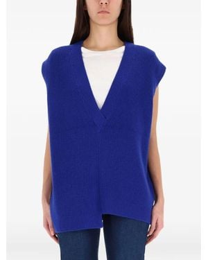 zona20 milano V-Neck Asymmetric-Hem Vest - Blue