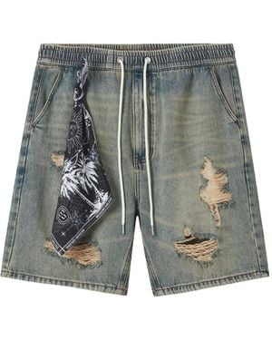 Musium Div. Distressed Drawstring Denim Shorts - Grey