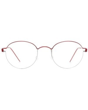 Lindberg Morten Round-Frame Glasses - Red