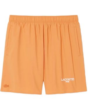 Lacoste Short De Bain À Logo Brodé - Orange