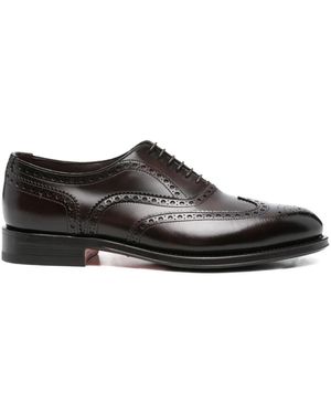 Santoni Leather Brogue Oxford Shoes - Black