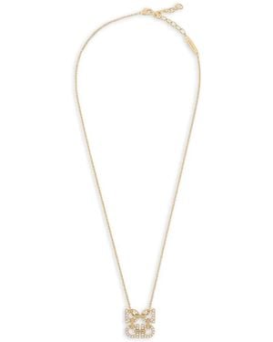 Ferragamo Crystal-Embellished Gancini Necklace - White