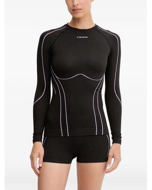 Viking Contrast-Stitch Long-Sleeve Top - Black
