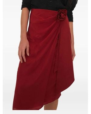 FARM Rio Rose-Embellished Wrap Skirt - Red