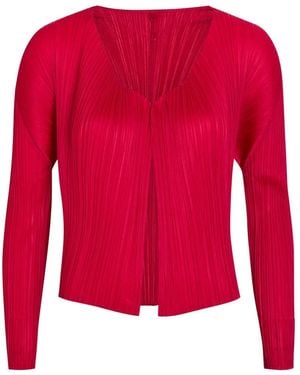 Pleats Please Issey Miyake Pleated Open-Front Top - Red